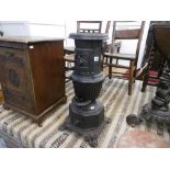 An antique cast iron French Godin Agne Maison log burning stove