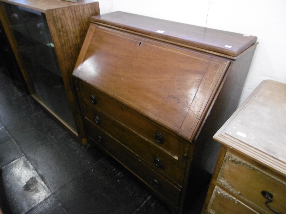 EDWARDIAN INLAID MAHOGANY BUREAU - Bild 8 aus 10