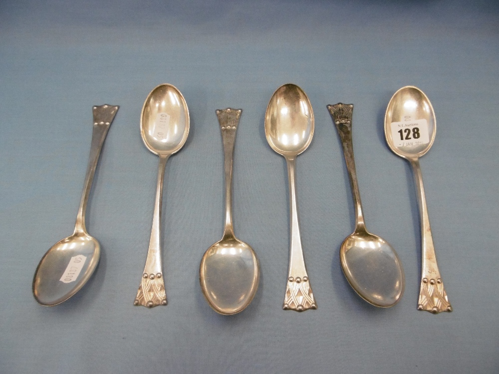 SET OF SIX SILVER PLATED DANISH SPOONS - Image 2 of 4