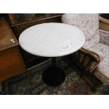 A marble top table