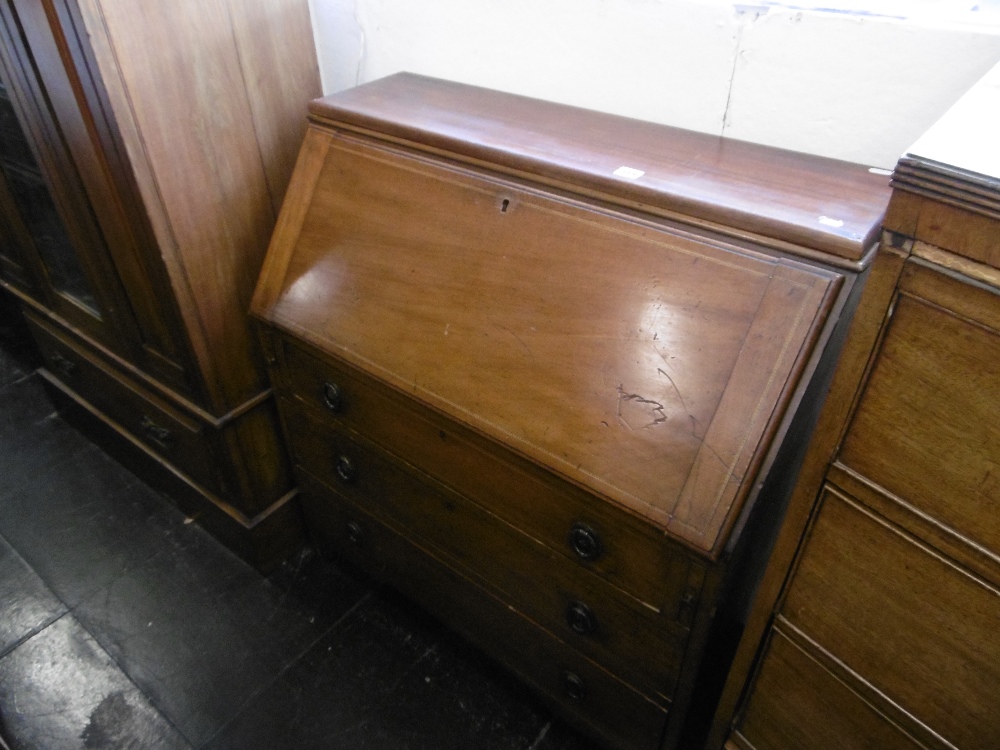 EDWARDIAN INLAID MAHOGANY BUREAU - Bild 3 aus 10