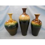 Three Persian drip glazed vases A/F