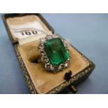 18ct gold, emerald & diamond ring, weight of emerald 5 1/2ct with 3ct of diamonds (total weight),