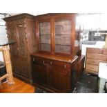 A 19TH CENTURY MAHOGANY BOOKCASE ON CUPBOARD BASE, W124, H220CM APPROX.