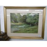 A framed watercolour, fishing scene, signed Frederick Charles Dixey,