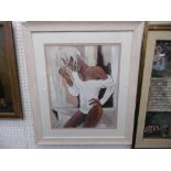 A pair of framed and glazed pictures of ladies