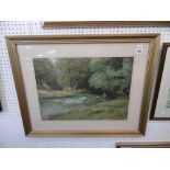 A framed watercolour, fishing scene, signed Frederick Charles Dixey,