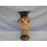 A fine quality 19th Century Doulton Lambeth vase decorated with stags & deer's monogrammed to base,