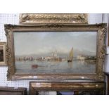 A gilt framed 19th century oil on canvas of Venice signed W.