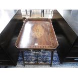 A 19th century marquetry inlaid butlers tray A/F