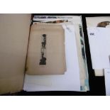 A collection ephemera and unsigned sketches in a portfolio relating to artist Walter Langhammer