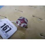 A continental art deco style ruby and diamond dress ring possible platinum,