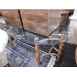 BAMBOO AND GLASS TOP TABLE