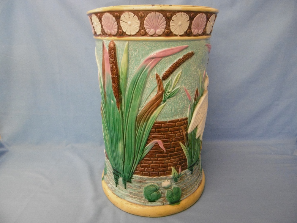 A 19th century George Jones Majolica stick stand damaged - Image 4 of 7