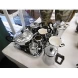 A retro chrome tea set and others