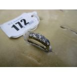 An 18ct yellow gold five stone diamond half eternity ring,