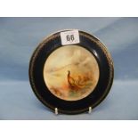 A hand painted Royal Worcester plate decorated with pheasants artist James Stinton