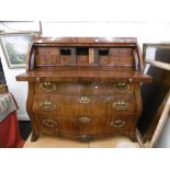 An 18th century Dutch walnut bombe secretaire bureau width 114cm height 113cm depth 57cm