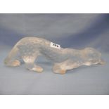 A white Lalique crystal zelar panther,