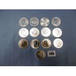 Thirteen 1 ounce fine silver Canadian maple leaf coins
