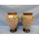 A pair of Doulton Lambeth vases with monogram marks to base height 21cm