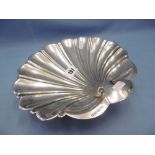 A large hallmarked silver footed shell bowl,