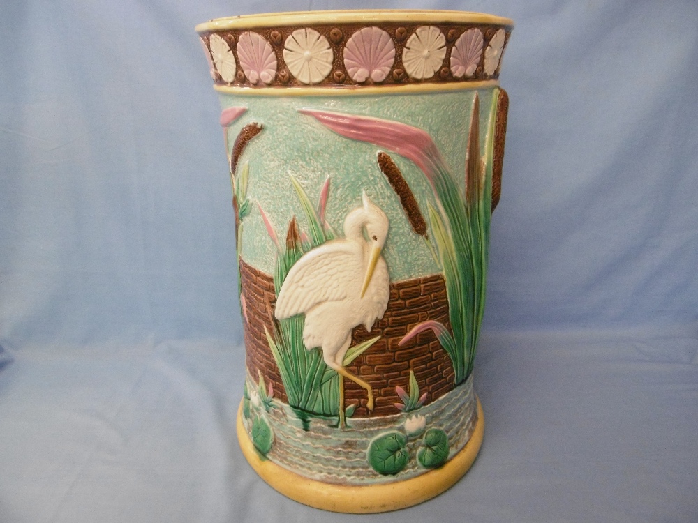 A 19th century George Jones Majolica stick stand damaged - Image 5 of 7