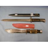 A bayonet and bowie knife