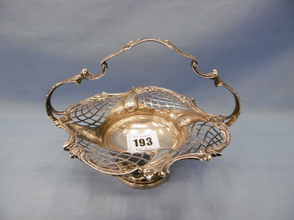 A hallmarked silver basket,