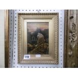 A Victorian gilt framed oil on panel "the end" 1879 artist Thomas Davidion height 26cm width 21cm