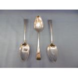 A set of three George III period silver table spoons London 1802 possible William Summer
