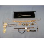 A group of assorted jewellery including gold and silver,