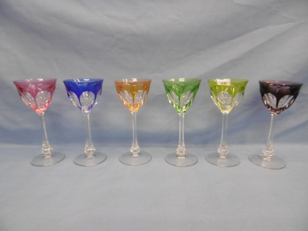 A fine quality set of six Moser Bohemian crystal,