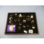 An assortment of silver jewellery including silver rings etc