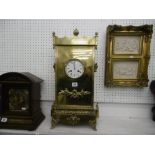 19th century French brass cased mantle clock in working order