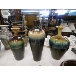 Three Persian drip glazed vases A/F
