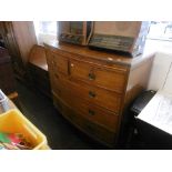 AN INLAID 19TH CENTURY BOW FRONT CHEST OF DRAWERS, W116, H110, D55CM APPROX.