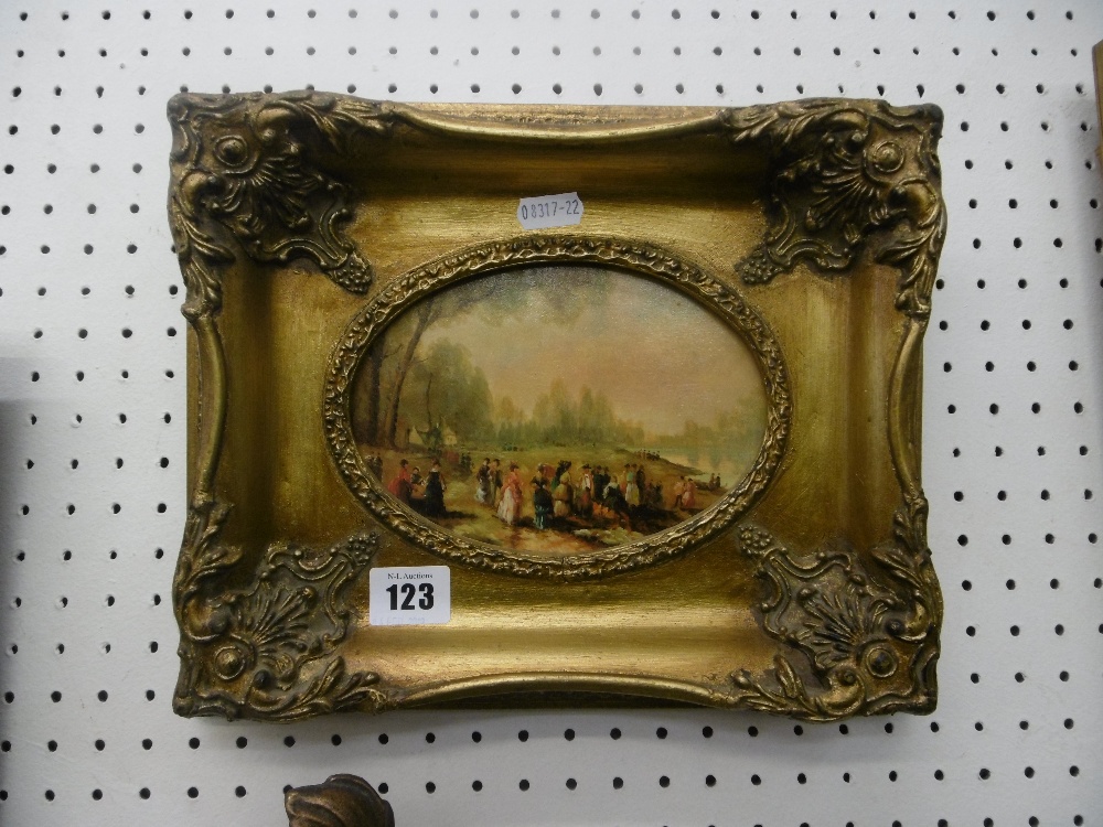 A gilt framed oil on board