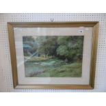 A framed watercolour, fishing scene, signed Frederick Charles Dixey,