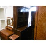 A 19TH CENTURY MAHOGANY BOOKCASE ON CUPBOARD BASE, W124, H220CM APPROX.