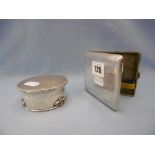 A hallmarked silver cigarette case and a trinket box