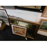 A group of four pictures including an oil plus western wall Jerusalem