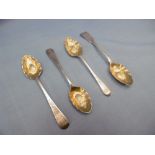 Four berried Georgian tea spoons