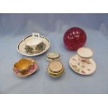 A 19th century tea bowl and saucer, Dresden egg cup,