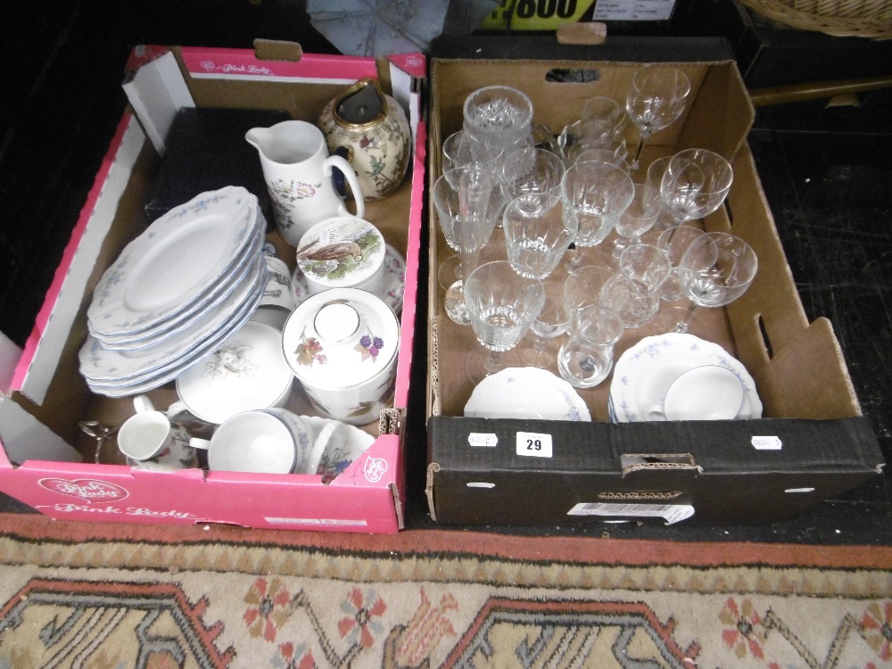 A collection of assorted china and glassware and other sundries in two boxes