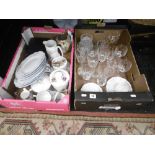 A collection of assorted china and glassware and other sundries in two boxes