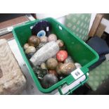 Box of assorted eggs, stones etc.