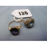A 9ct gold and amethyst dress ring,