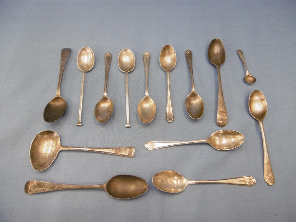 A quantity of silver spoons including George III tea spoons