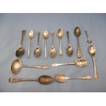 A quantity of silver spoons including George III tea spoons